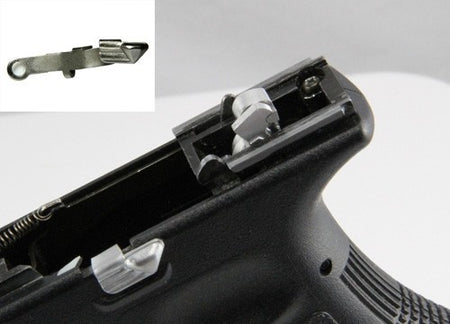 Guns Modify Extended Slide Stop For TM Model 17/18C/26 ,Steel , Lonewolf Style with spring ( Silver )