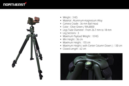 NORTHEAST Tropic Recon Kit Tripod and Jaws Saddle Combo ( OD )