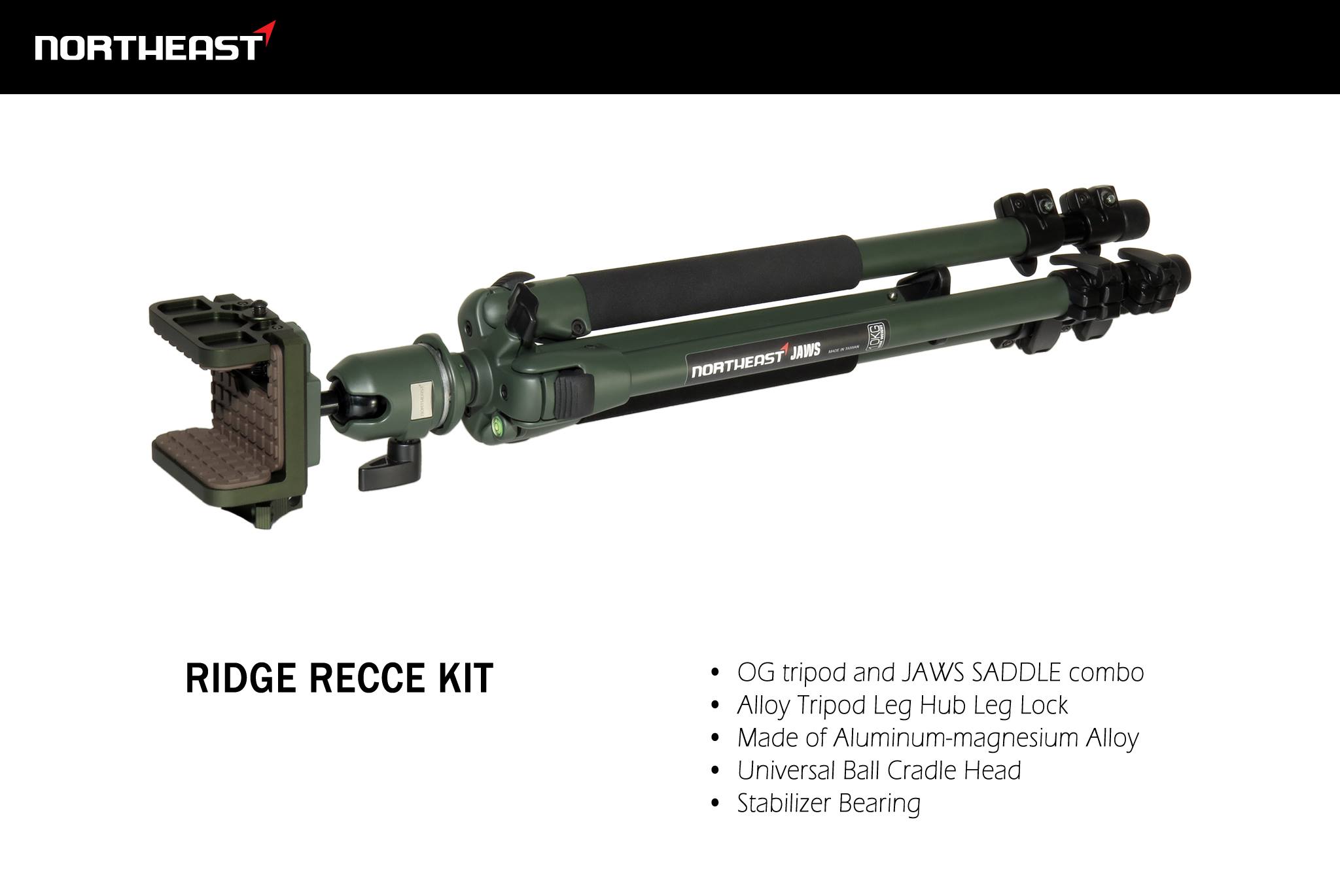 NORTHEAST Tropic Recon Kit Tripod and Jaws Saddle Combo ( OD )