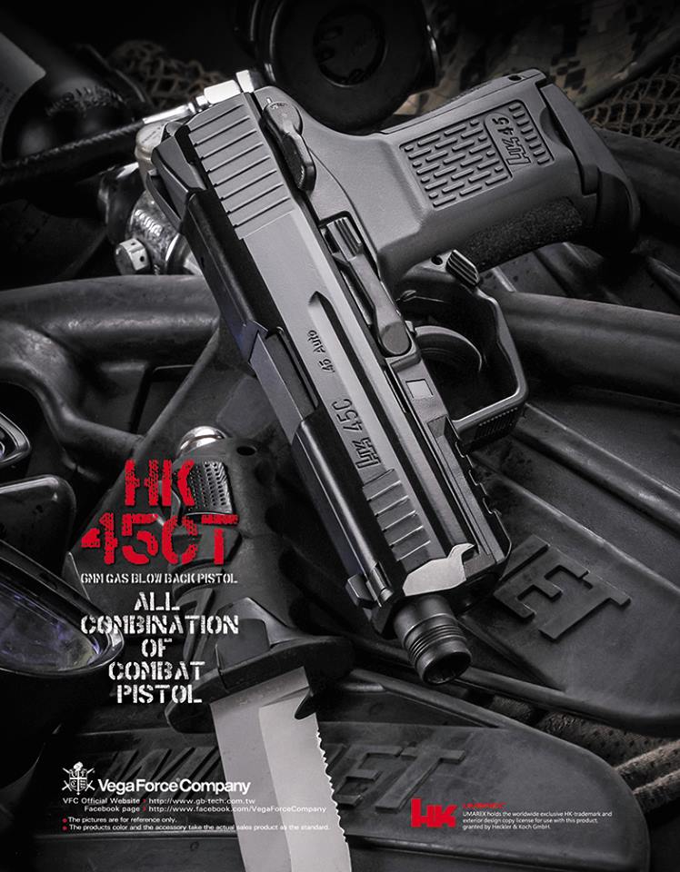 Umarex HK45 Compact Tactical GBB Pistol Airsoft ( VFC Asia Version / Black ) ( HK45CT )