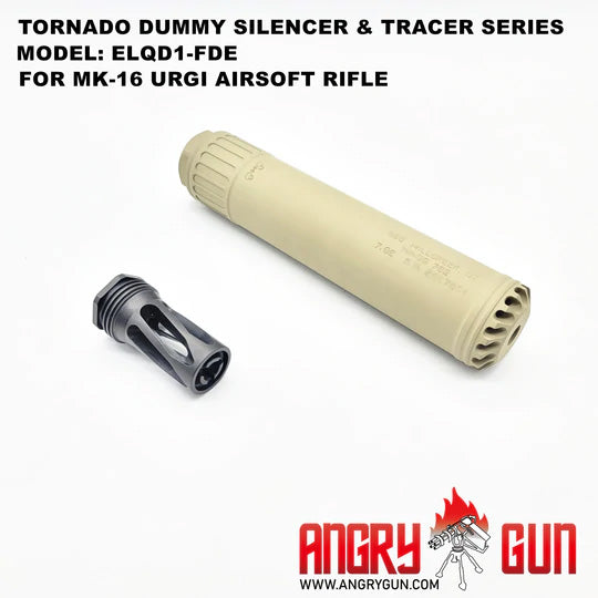 Angry Gun Tornado Dummy Airsoft Dummy Suppressor / Barrel Extension Series / with Acetech Blaster Module Tracer ( MK16 URGI / HK417,M110A1 SDMR / AR15/M4/416 Version )-Black-AR15 / M4 / 416 Version-with Tracer
