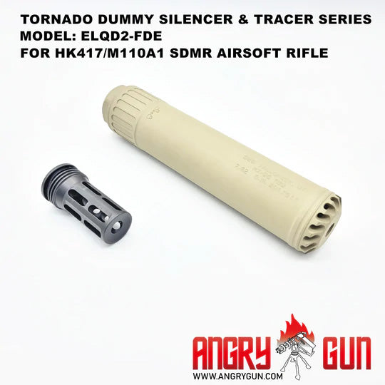 Angry Gun Tornado Dummy Airsoft Dummy Suppressor / Barrel Extension Series / with Acetech Blaster Module Tracer ( MK16 URGI / HK417,M110A1 SDMR / AR15/M4/416 Version )-Black-AR15 / M4 / 416 Version-with Tracer