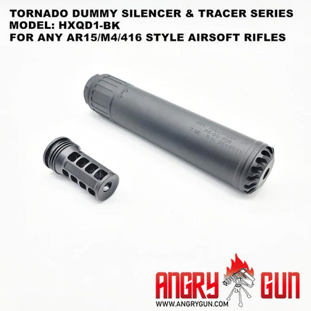 Angry Gun Tornado Dummy Airsoft Dummy Suppressor / Barrel Extension Series / with Acetech Blaster Module Tracer ( MK16 URGI / HK417,M110A1 SDMR / AR15/M4/416 Version )-Black-AR15 / M4 / 416 Version-with Tracer