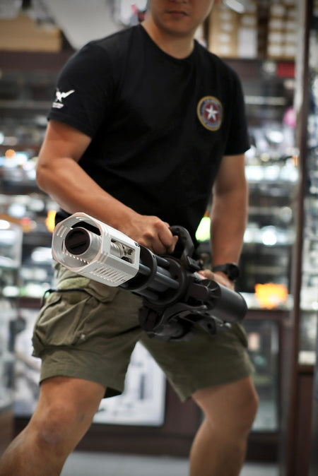 ITP Mini Vulcan 6mm BBs Ammo Expanding Flash Hider For Classic Army CA M133 Mini Vulcan ( 1200 Rounds )-Silver