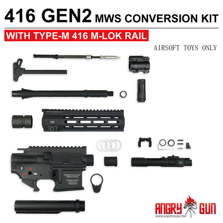 Angry Gun 416 Gen2 MWS Conversion Kit For Marui TM MWS / MTR GBB Airsoft Series-Type M-Black