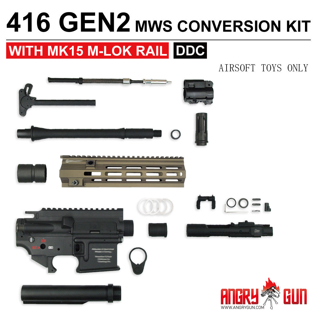 Angry Gun 416 Gen2 MWS Conversion Kit For Marui TM MWS / MTR GBB Airsoft Series-Type M-Black