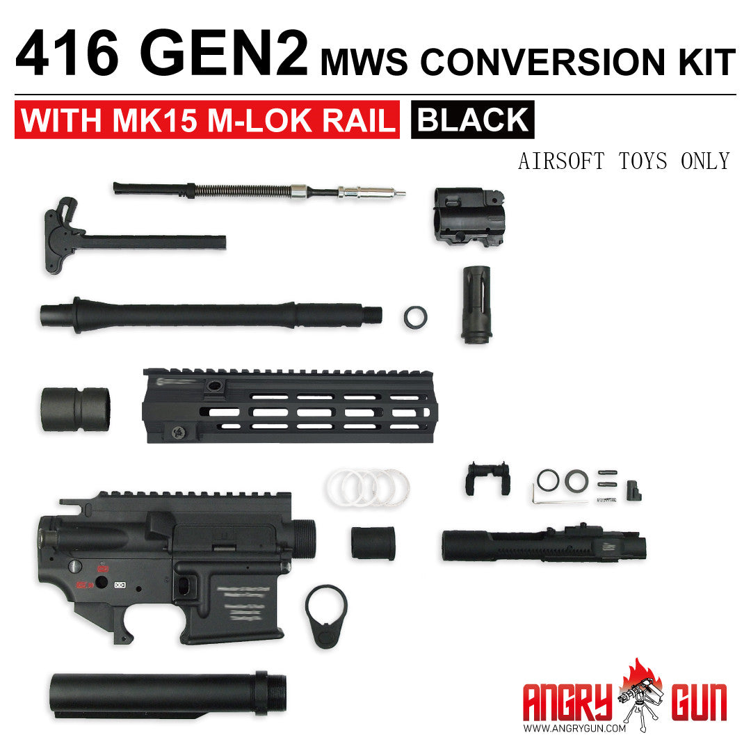 Angry Gun 416 Gen2 MWS Conversion Kit For Marui TM MWS / MTR GBB Airsoft Series-Type M-Black