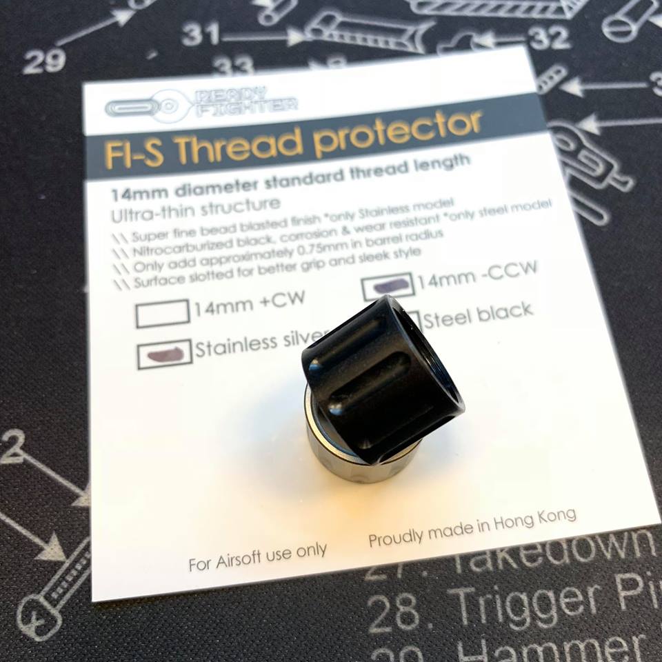 Ready Fighter FI-S Thread Protector Steel 14mm ( CW / CCW )-Black-14mm Counter-Clockwise - ( 14CCW )