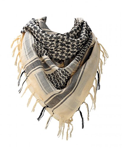 Arab Shemagh Keffiyeh Scarf ( Cream Black )