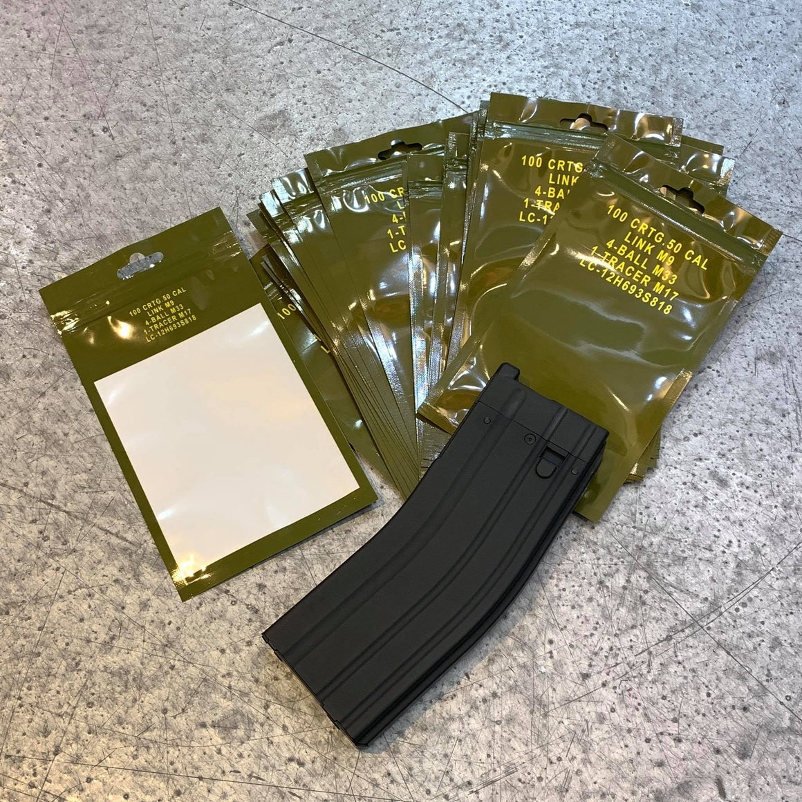 JKUNIQUE .50 CAL AMMO CAN Style Bag 10x18cm ( 1set/10pcs ) ( Patches Packaging Bag ) ( OPP PVC Poly Bag )