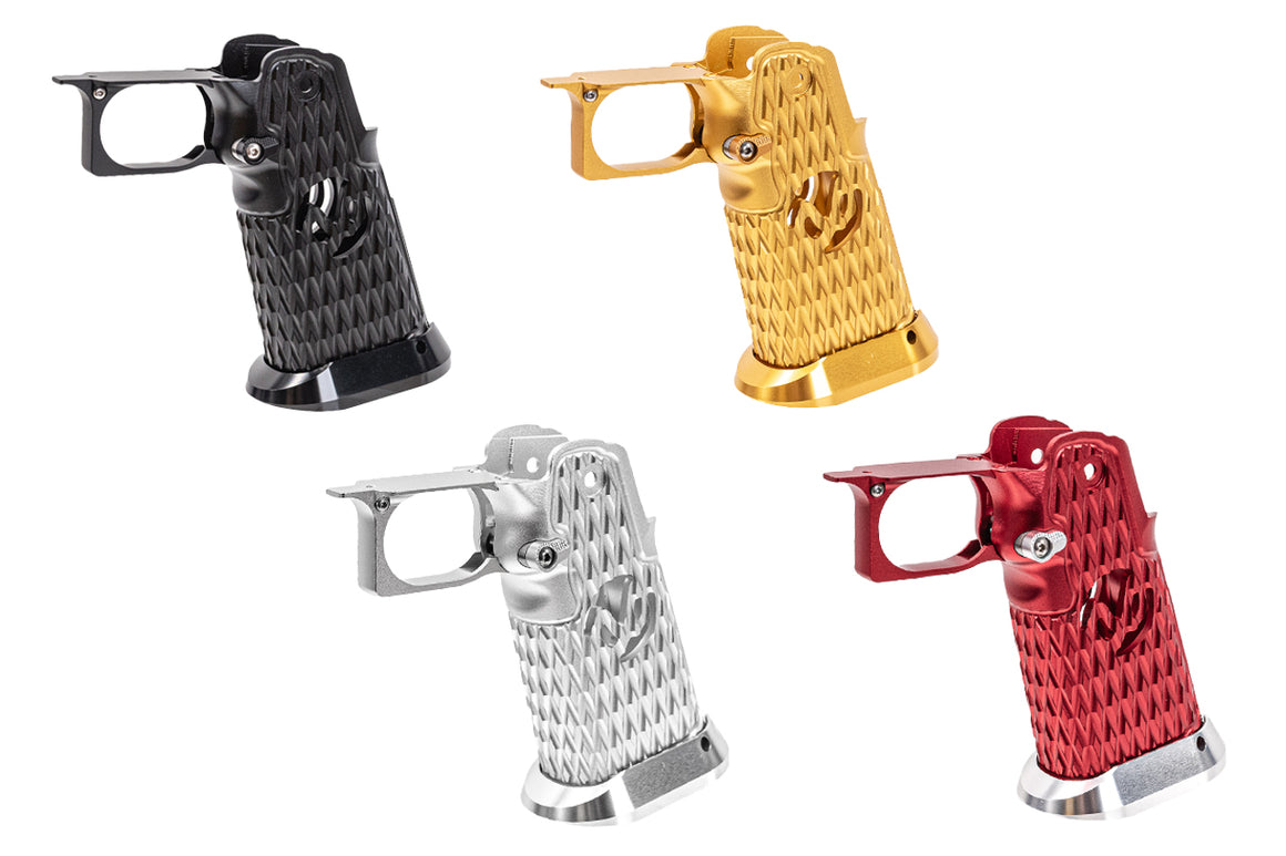 5KU CNC Aluminum INF Style Diamond Pattern Grip For Marui TM Hi-Capa GBBP Series -Silver