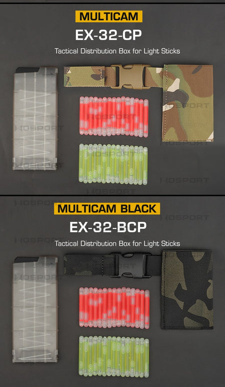 Wosport Tactical Fluorescent Glow Stick Distribution Box Elastic Pouch Set with Belt Attactment ( MCBK )