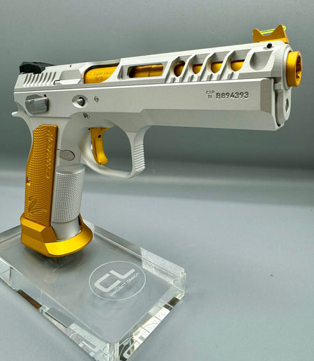 CL Project Custom ASG KJ Shadow 2 Single Action GBB Pistol Airsoft ( CNC Ver. ) ( Silver Yellow Open Cut Limited Edition )