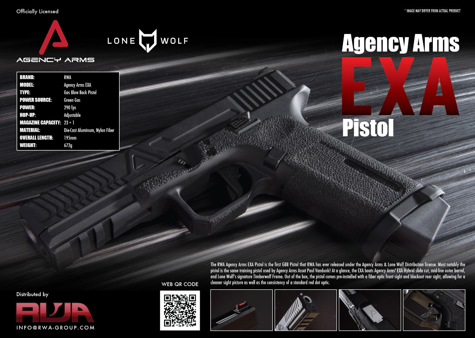 RWA Agency Arms EXA GBB Pistol Airsoft