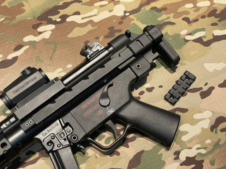 Bow Master x GMF 5 Position Buttstock & Picatinny Rail M1913 20mm Stock Adapter for UMAREX / VFC HK53 MP5 GBB Series & TM MP5A5 Next Gen AEG Series