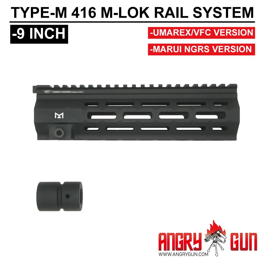 Angry Gun Type M 416 M-LOK Handguard Rail System for UMAREX / VFC HK416 Ver. or Marui TM 416 NGRS Ver. ( 9" / 13.5" )-Tokyo Marui NGRS-9 inch