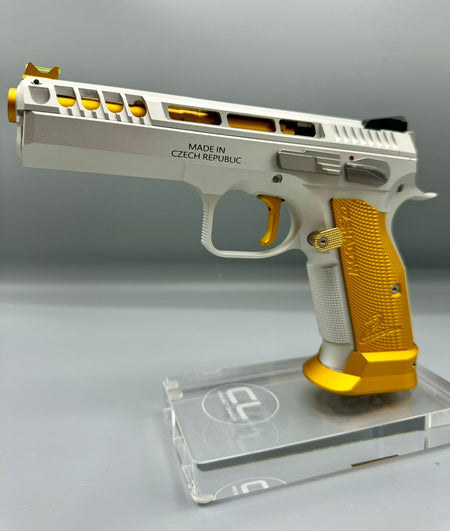 CL Project Custom ASG KJ Shadow 2 Single Action GBB Pistol Airsoft ( CNC Ver. ) ( Silver Yellow Open Cut Limited Edition )