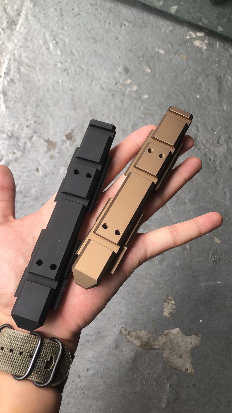 C&C Tac V3 .410 Riser Mount Low Profile Rail and Front Sight Mount Set for Airsoft 20mm Rail ( Brown ) ( CAG Style )