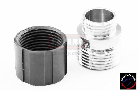 Airsoft Artisan Steel Muzzle Hider Adapter w/Thread Protector for WE GBB ( 11mm CW to 14mm CCW Thread ) ( Black )