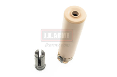 Airsoft Artisan SOCOM RC 1 Dummy Suppressor / Barrel Extension with 4P Flash Hider ( Dark Earth ) ( 14mm CCW )