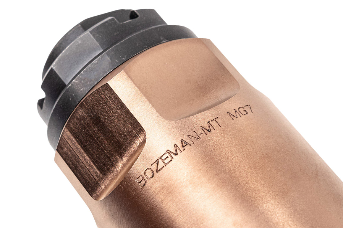 Airsoft Artisan CNC Steel REX MG7 Style Airsoft Barrel Extension with 14mm CCW 3 Prong Flash Hider