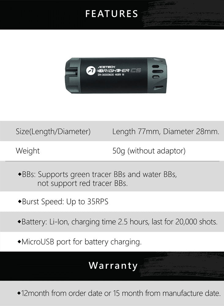 Acetech Brighter CS Tracer unit ( M14 CCW ) ( Space Style )-Grey