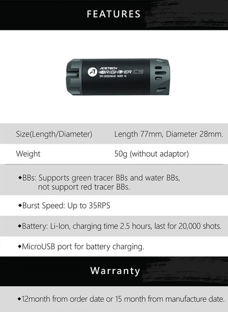 Acetech Brighter CS Tracer unit ( M14 CCW ) ( Space Style )-Grey