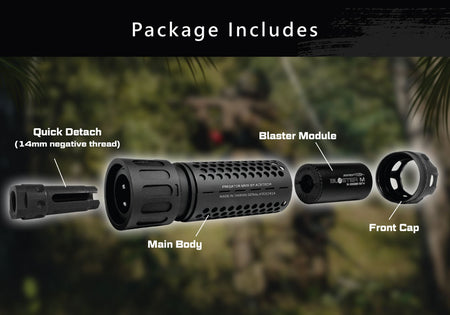 Acetech Predator MKIII Dummy Suppressor M14 CCW with Blaster M Tracer Inside ( Black ) ( Flame Effect )