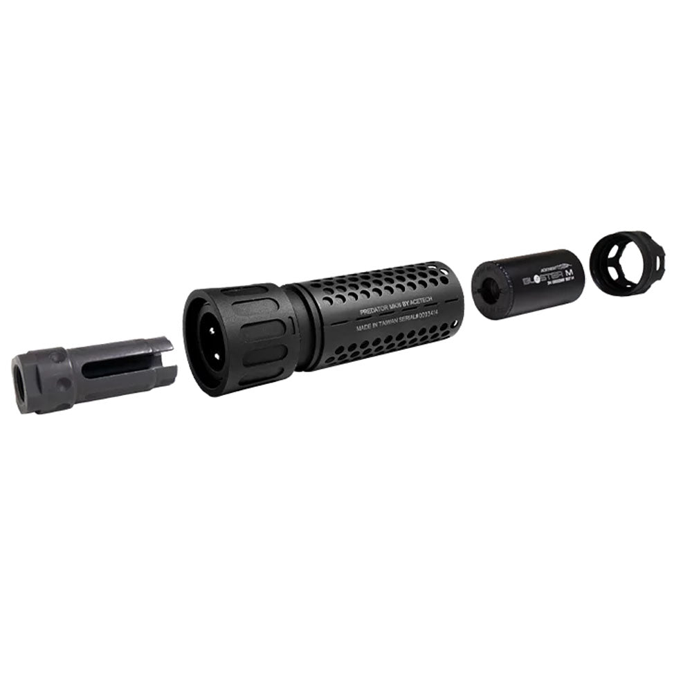 Acetech Predator MKIII Dummy Suppressor M14 CCW with Blaster M Tracer Inside ( Black ) ( Flame Effect )