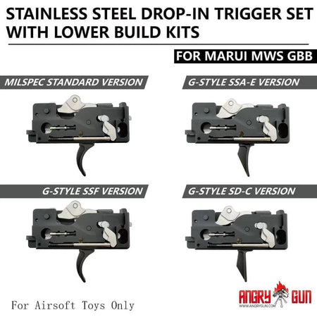 Angry Gun Stainless Steel Drop-in Trigger Box Set For Tokyo Marui TM MWS M4 GBBR-G-Style SSF Version