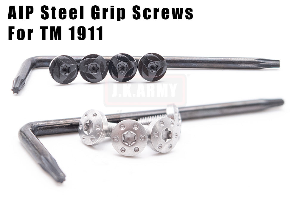AIP Steel Grip Screws For TM1911 Silver-Type 1