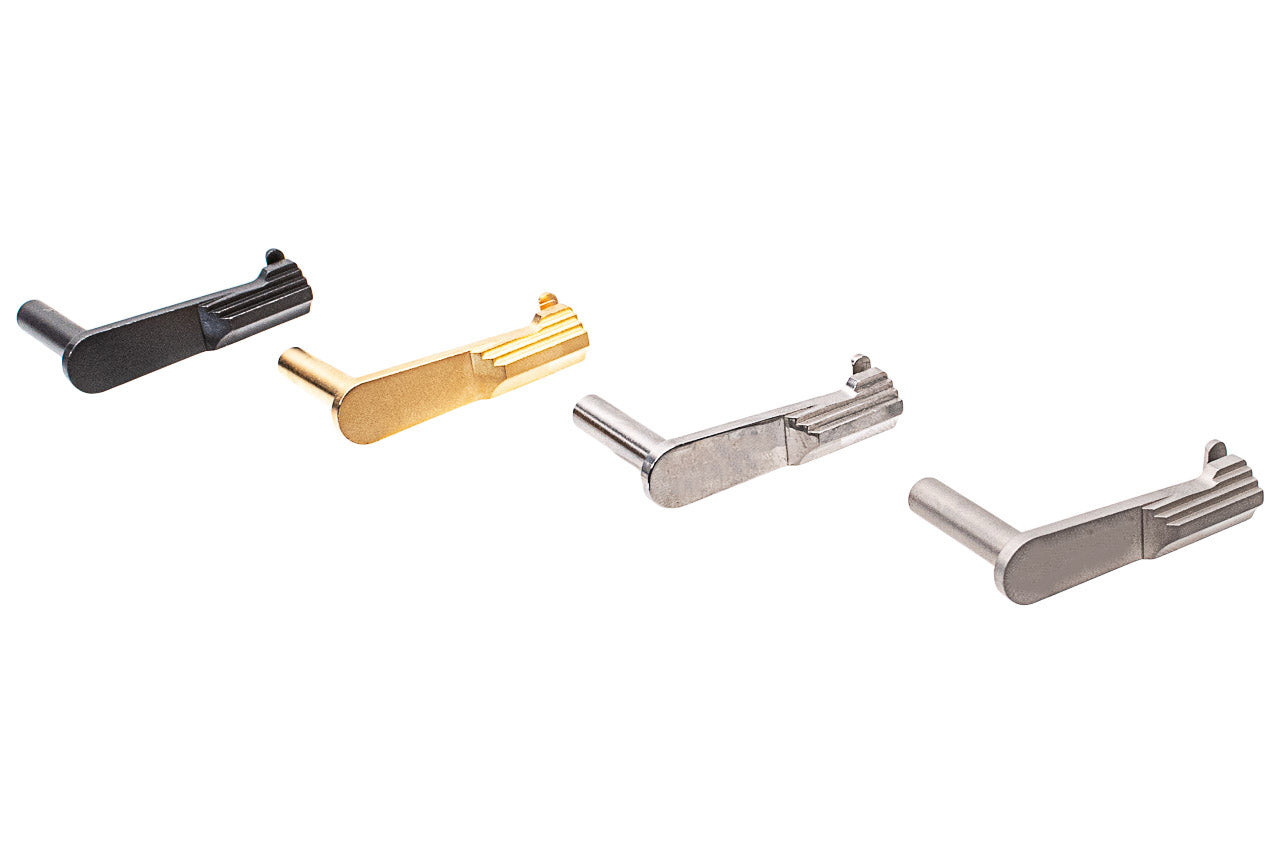 Airsoft Masterpiece AM CNC Steel Slide Stop Infinity Style For Tokyo Marui TM Hi-Capa / 1911 / MEU GBBP-Matte Silver