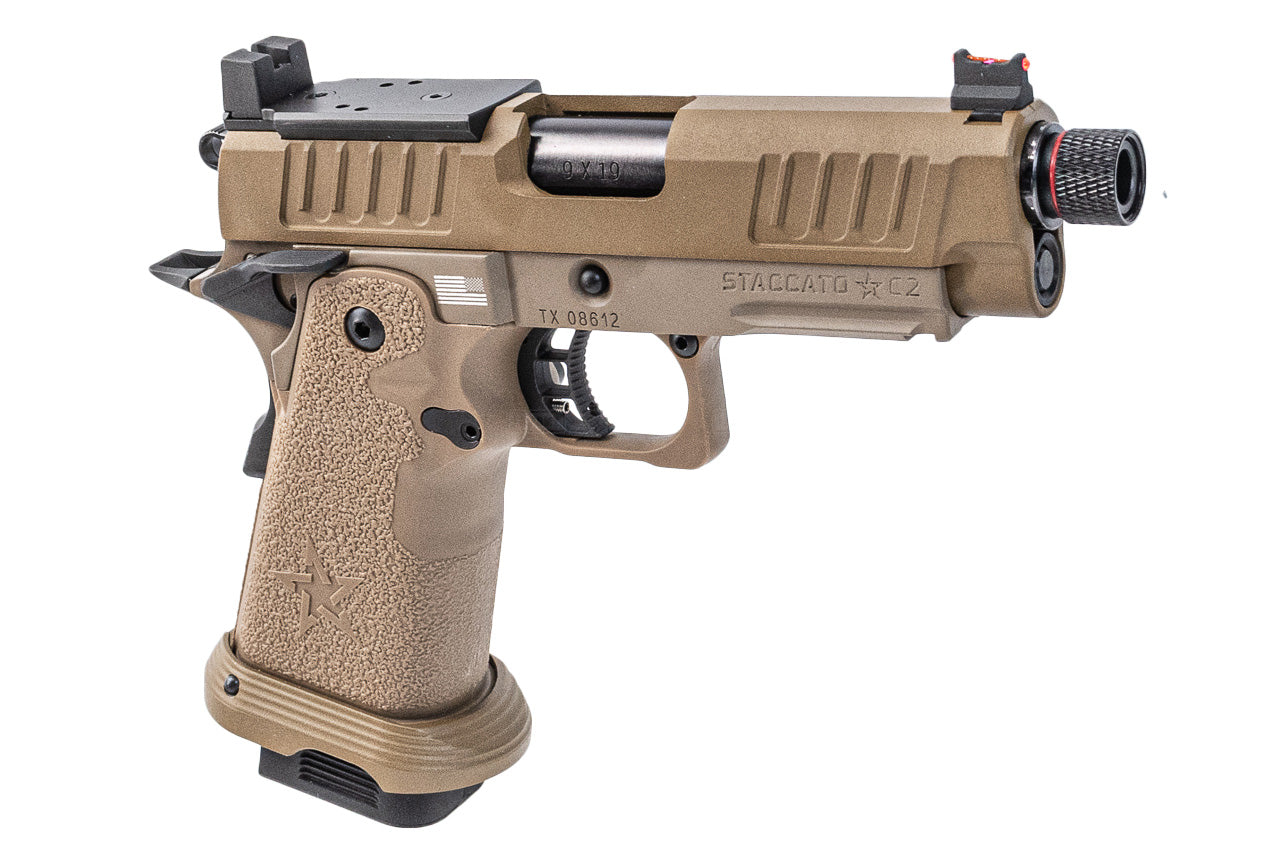 EMG Staccato Licensed C2 2011 B Grip Hi-Capa GBB Pistol Airsoft ( FDE ) ( by ARMY PLUS )