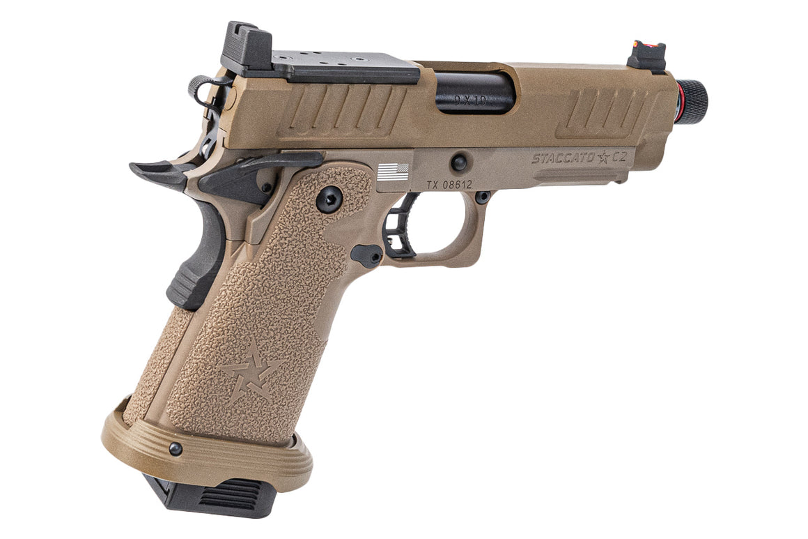 EMG Staccato Licensed C2 2011 B Grip Hi-Capa GBB Pistol Airsoft ( FDE ) ( by ARMY PLUS )