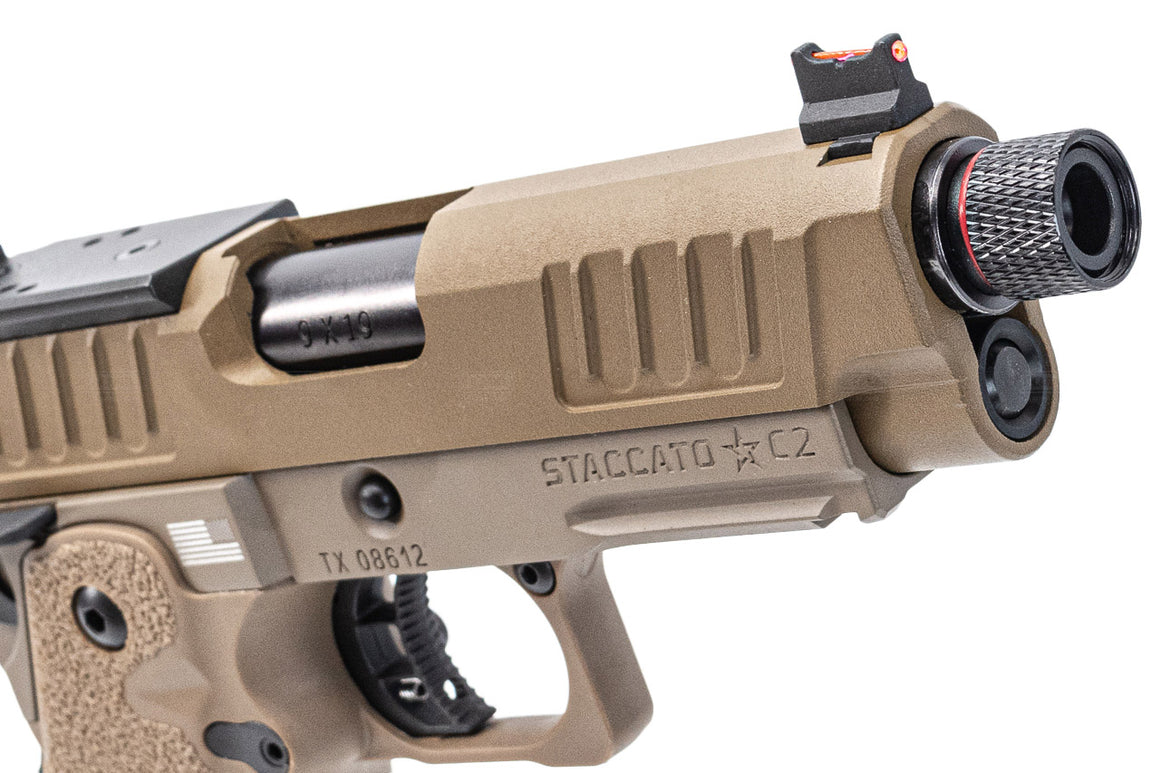 EMG Staccato Licensed C2 2011 B Grip Hi-Capa GBB Pistol Airsoft ( FDE ) ( by ARMY PLUS )