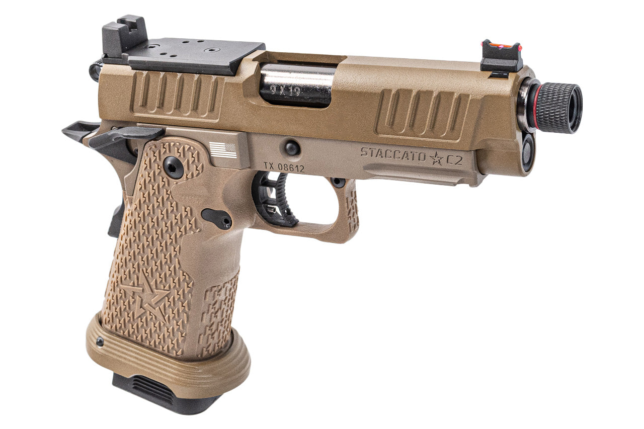 EMG Staccato Licensed C2 2011 Arrow Grip Hi-Capa GBB Pistol Airsoft ( FDE ) ( by ARMY PLUS X T8 )