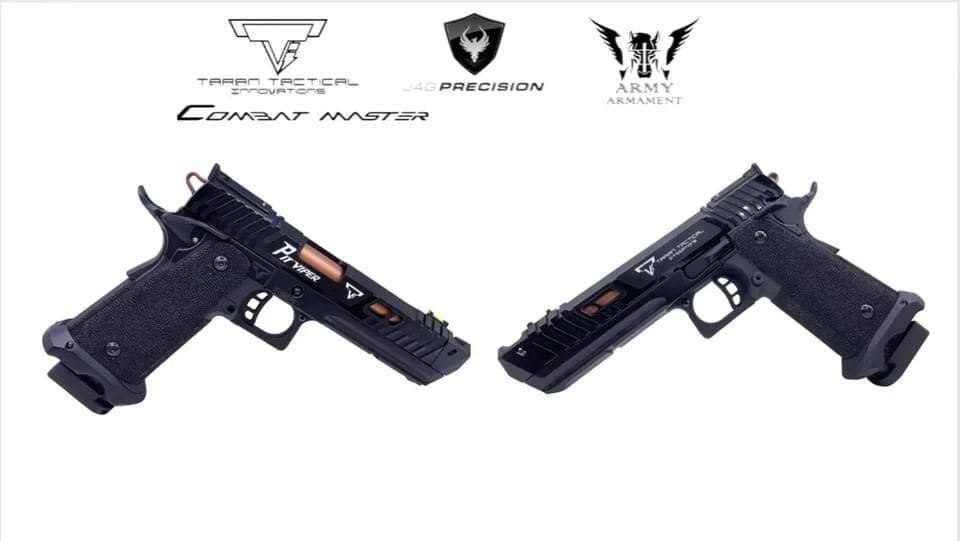 ARMY TTI Licensed JW4 Pit Viper CNC Aluminum 7075 Slide Hi-Capa GBB Pistol Airsoft  ( Steel Internal Parts Version ) ( Black R614 ) ( Licensed by Taran Tactical Innovations ) ( John Wick )