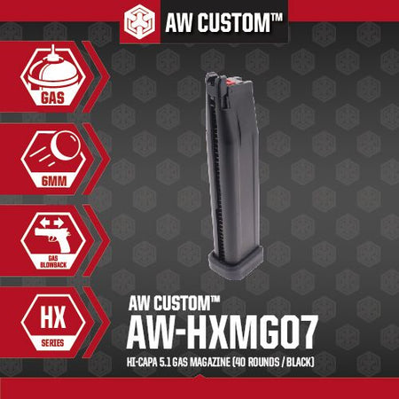 AW Custom 5.1 40 Rounds Gas Magazine For AW / WE Hi-Capa GBBP Series ( Black / Silver ) -Silver