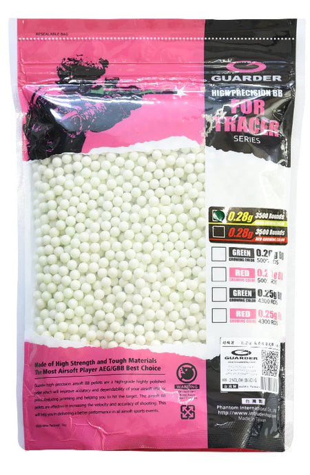 Guarder High Precision Made - 0.28g Green Glowing BB Pellets ( 3500 rounds, Bag )  ( 6mm Tracer BB )