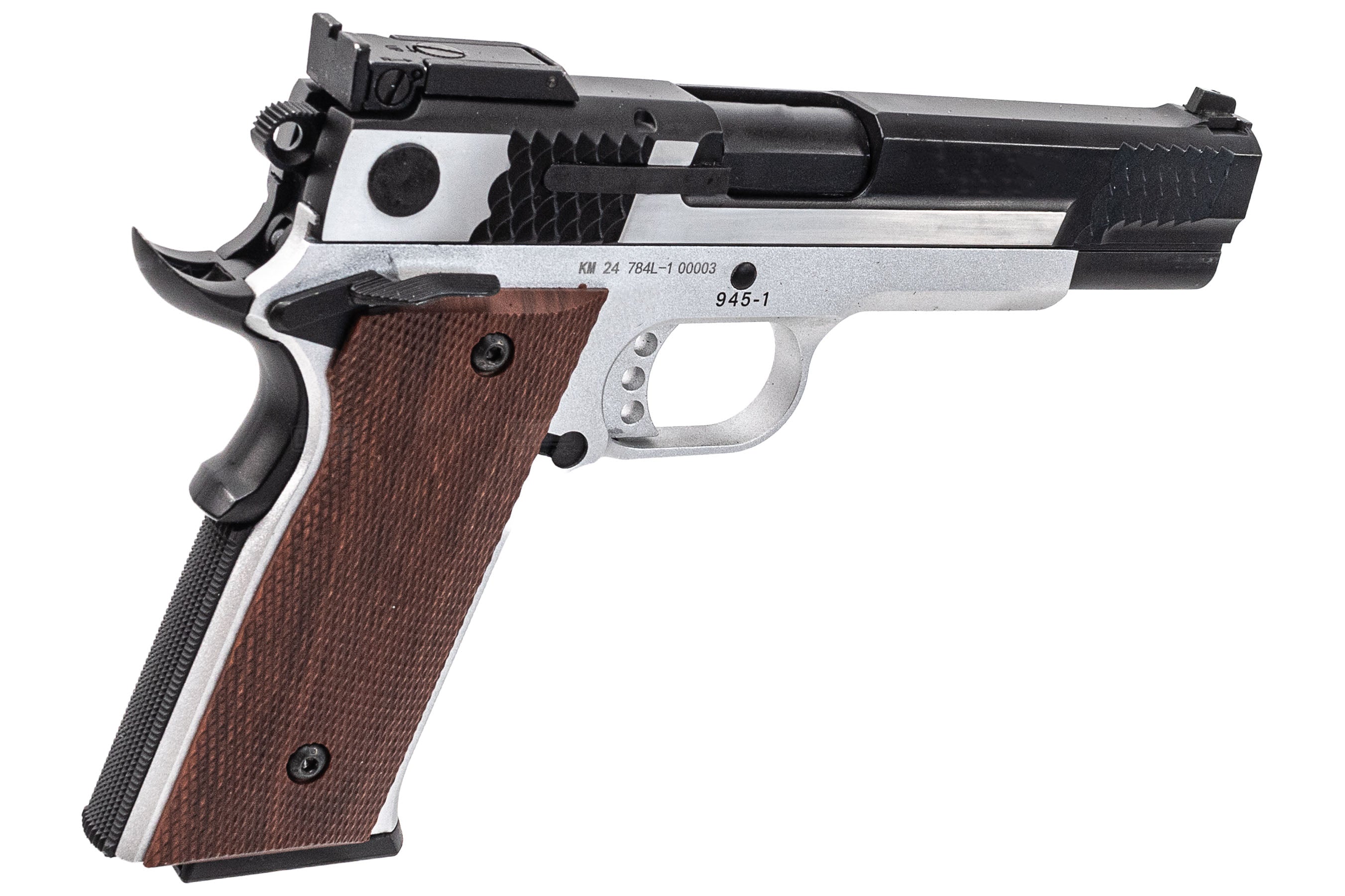 FCW X Double Bell M945 GBB Pistol Airsoft ( Black Slide With Brushed Silver & Silver Frame )
