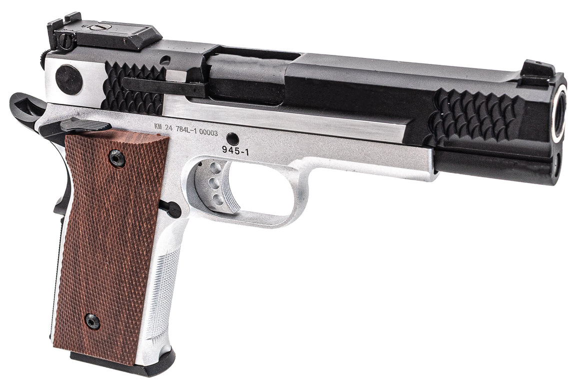 FCW X Double Bell M945 GBB Pistol Airsoft ( Black Slide With Brushed Silver & Silver Frame )