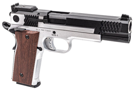 FCW X Double Bell M945 GBB Pistol Airsoft ( Black Slide With Brushed Silver & Silver Frame )