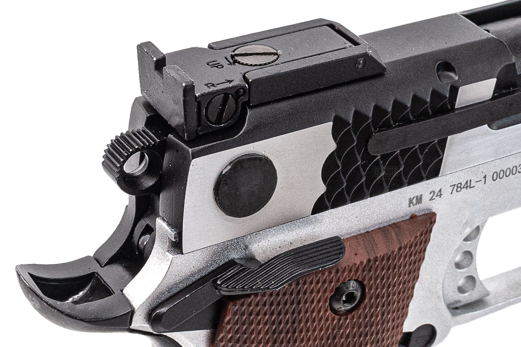 FCW X Double Bell M945 GBB Pistol Airsoft ( Black Slide With Brushed Silver & Silver Frame )