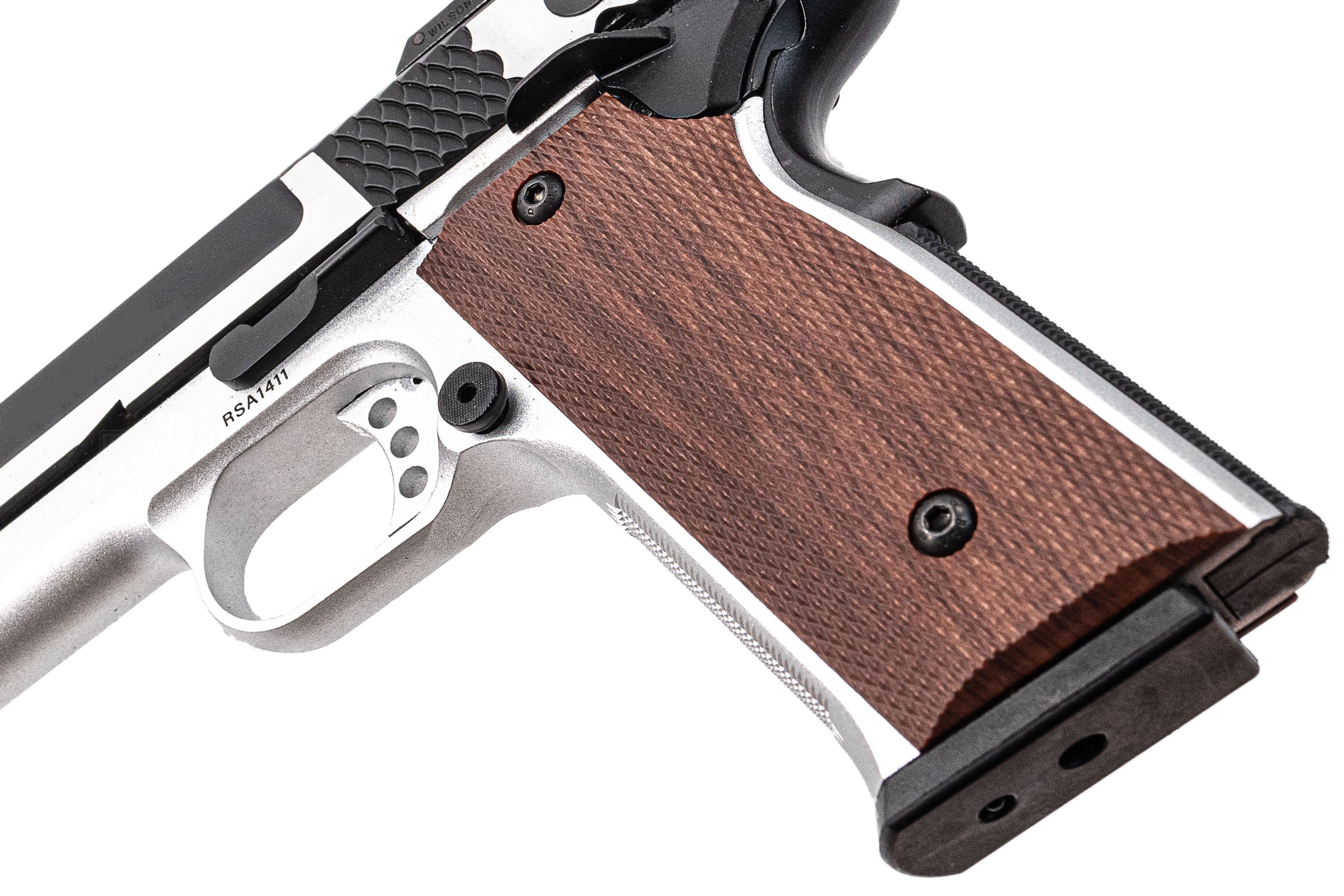 FCW X Double Bell M945 GBB Pistol Airsoft ( Black Slide With Brushed Silver & Silver Frame )