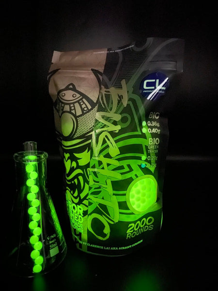 CL Project Bushido Master Grade Tracer 6mm BBs (  5.95mm +- 0.01mm , ABS Precision ) ( 0.20g / 0.25g ) (  2000rds per bag )-0.25g