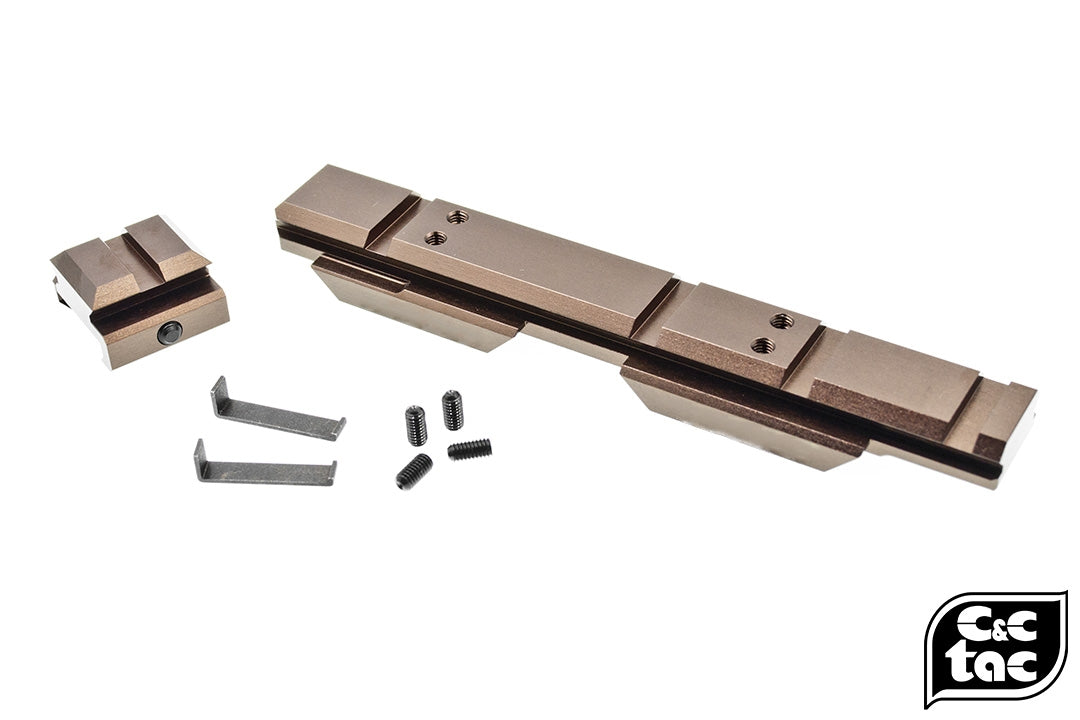 C&C Tac V3 .410 Riser Mount Low Profile Rail and Front Sight Mount Set for Airsoft 20mm Rail ( Brown ) ( CAG Style )