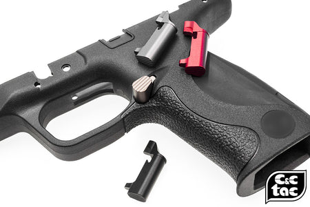 C&C Tac CNC Aluminum SP Style Extended Magazine Release for Tokyo Marui M&P-Titanium Grey