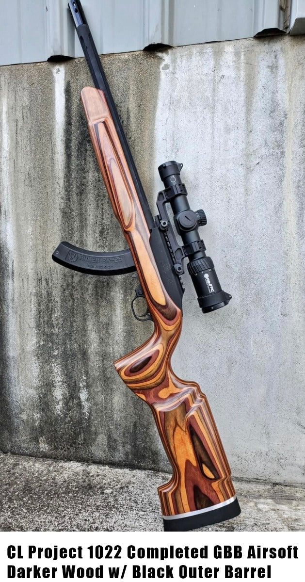 CL Project A+Studio 1022 Completed GBB Airsoft ( Custom Made Wood Stock ) ( KC-02 System )-Green Undertones Wood w/ Two Tone Outer Barrel