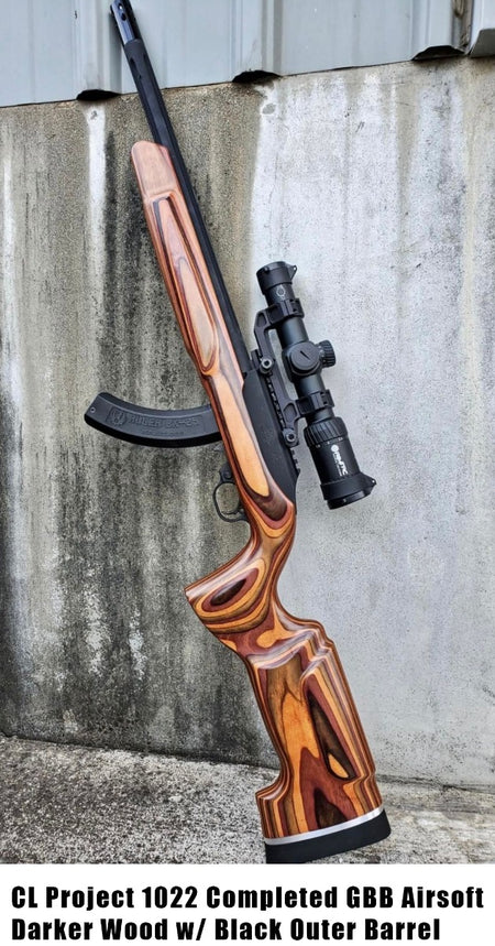 CL Project A+Studio 1022 Completed GBB Airsoft ( Custom Made Wood Stock ) ( KC-02 System )-Green Undertones Wood w/ Two Tone Outer Barrel