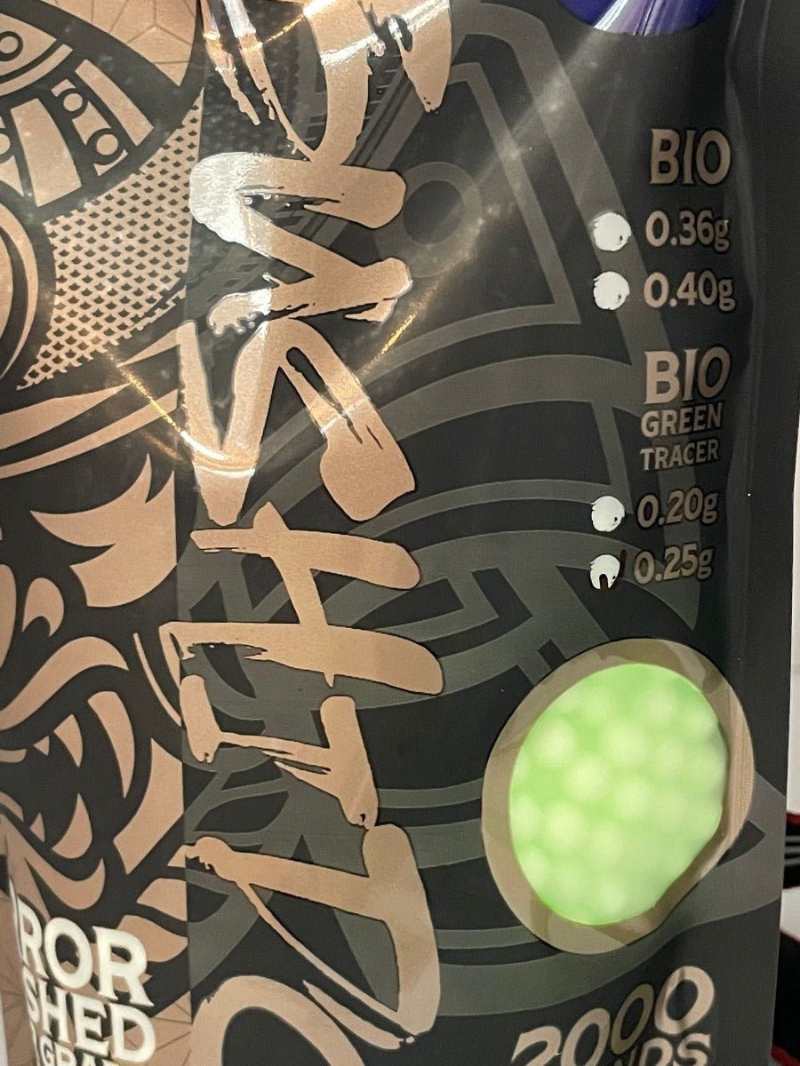 CL Project Bushido Master Grade Tracer 6mm BBs (  5.95mm +- 0.01mm , ABS Precision ) ( 0.20g / 0.25g ) (  2000rds per bag )-0.25g